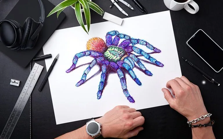 Spinne zeichnen – Lerne ein realistische Vogelspinne zu malen