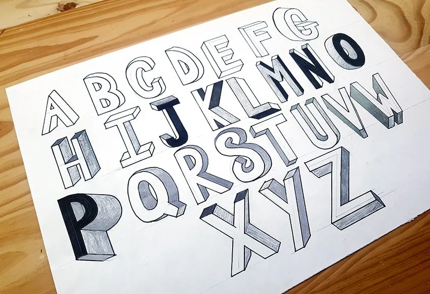 3D Buchstaben zeichnen - Lerne das 3D Lettering