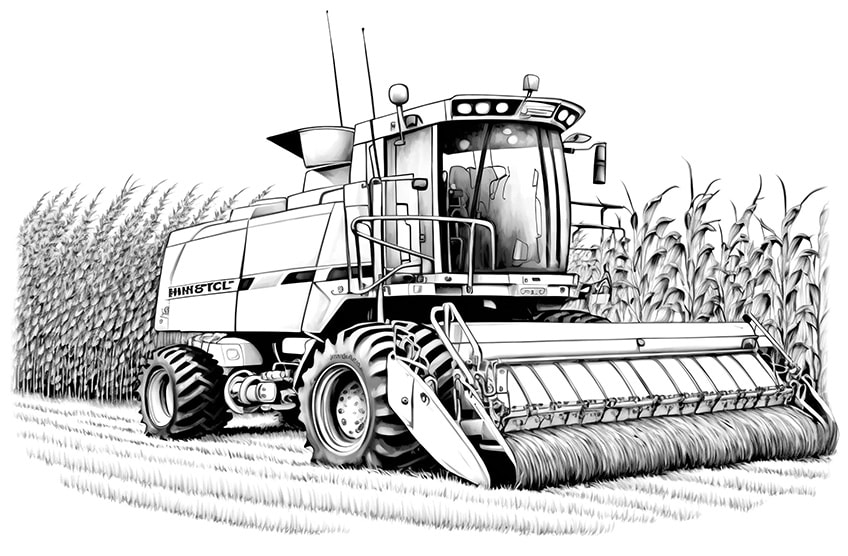 erntemaschine traktor ausmalbild