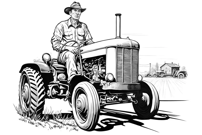 farmer auf traktor ausmalbild