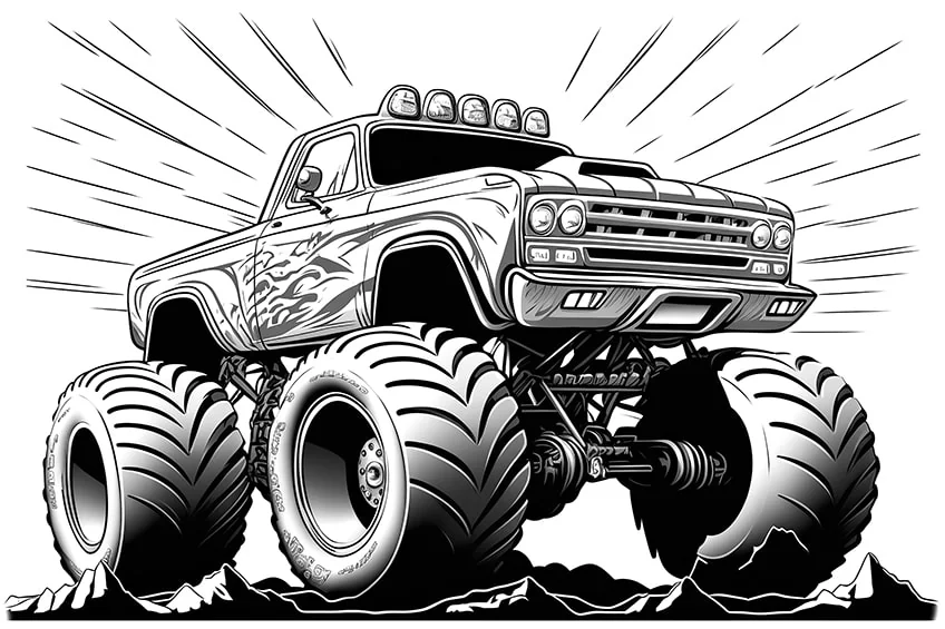 monster truck tatoo ausmalbild