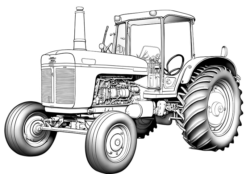 v8 traktor ausmalbild
