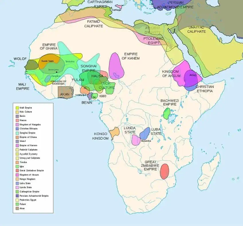 Karte der antiken afrikanischen Kunst und Stämme