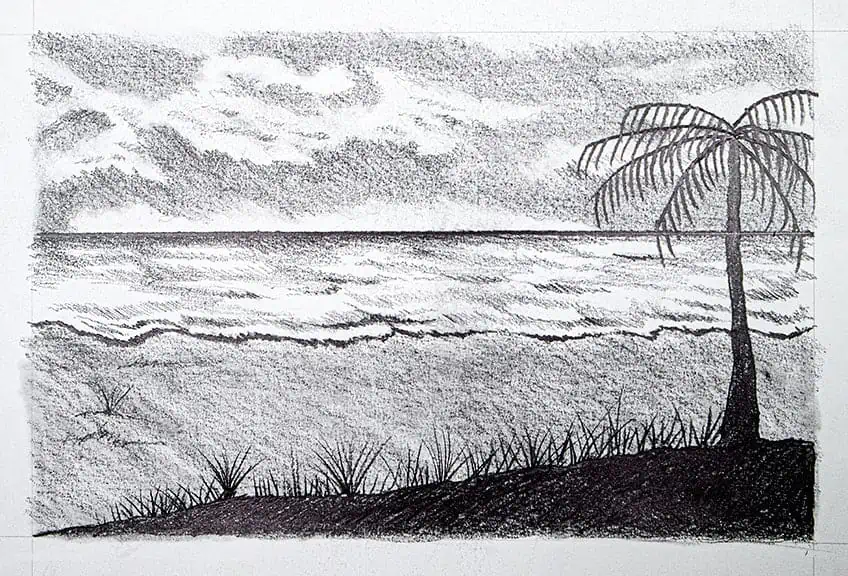 easy beach drawing