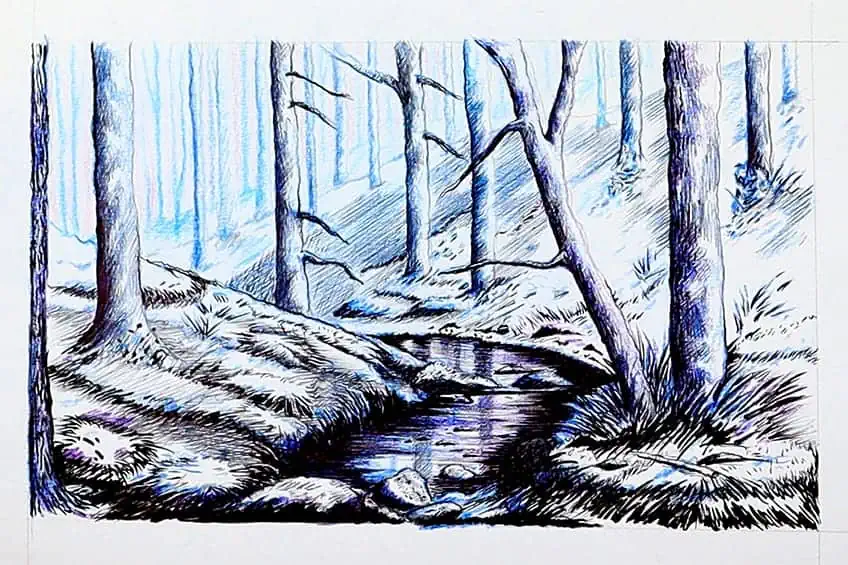 easy forest drawing 32