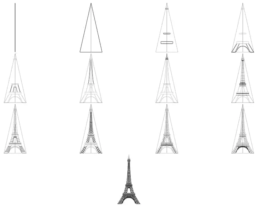 Eiffelturm Zeichnung Collage