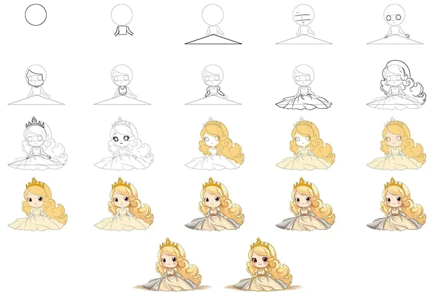 Princess Drawing Collage