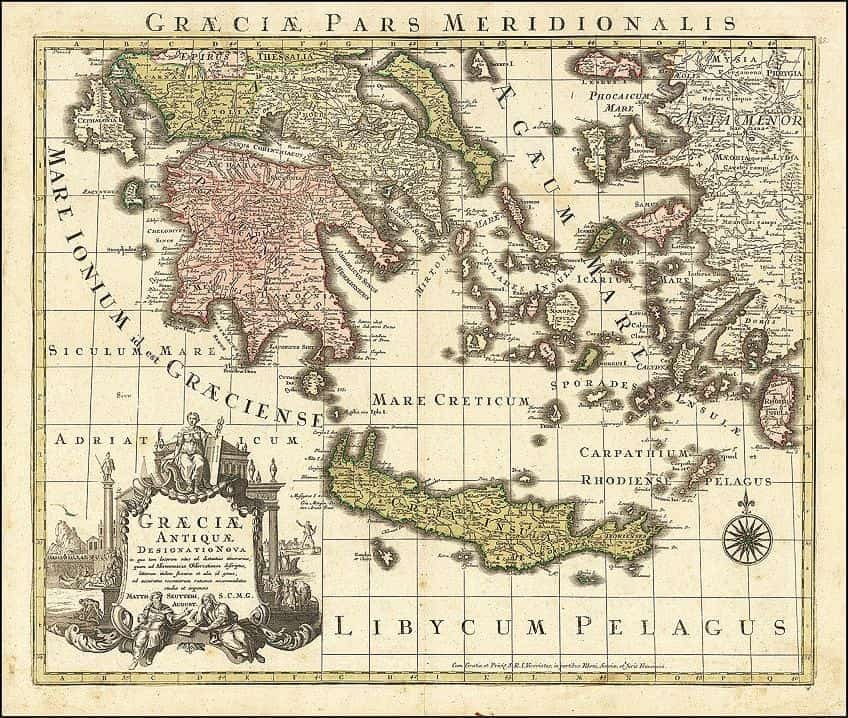 Karte für griechische Kunstwerke