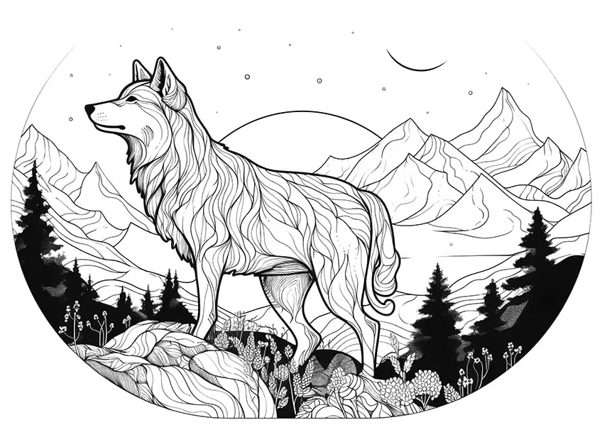 wolf coloring page 01