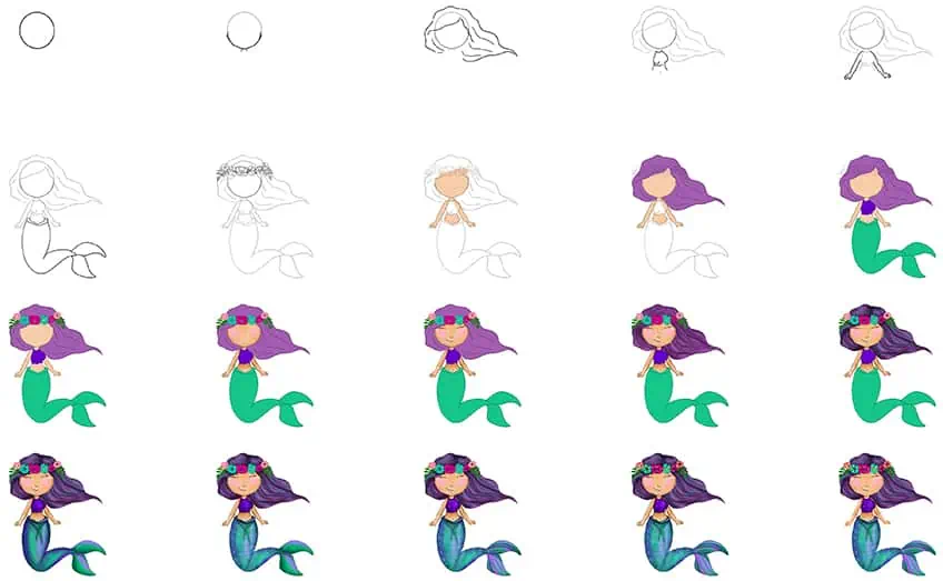Meerjungfrauen-Zeichnung Collage