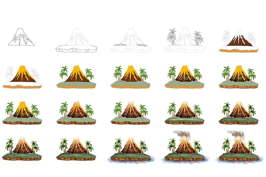 Vulkanskizzen-Collage