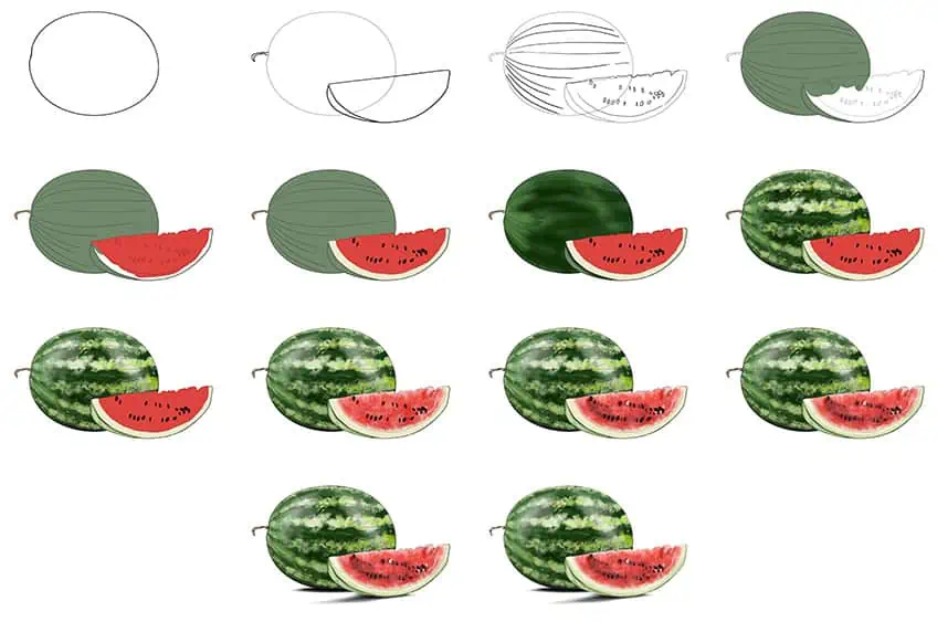 Watermelon Drawing Collage