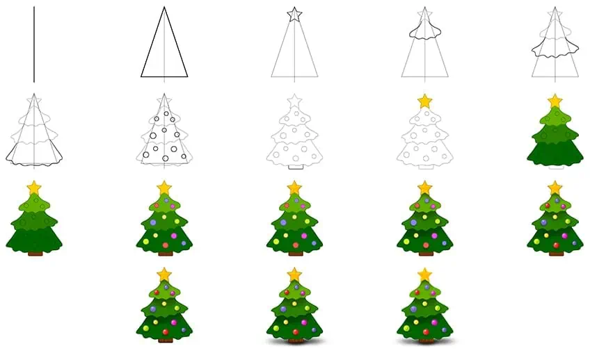 Weihnachtsbaum-Zeichnungen Collage
