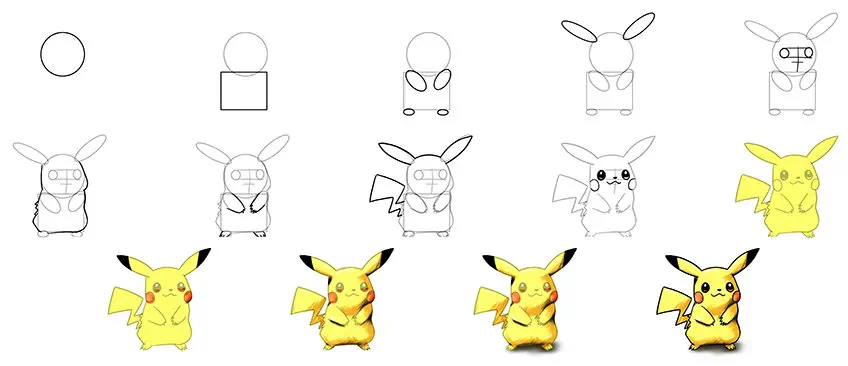 Pikachu Zeichnungscollage