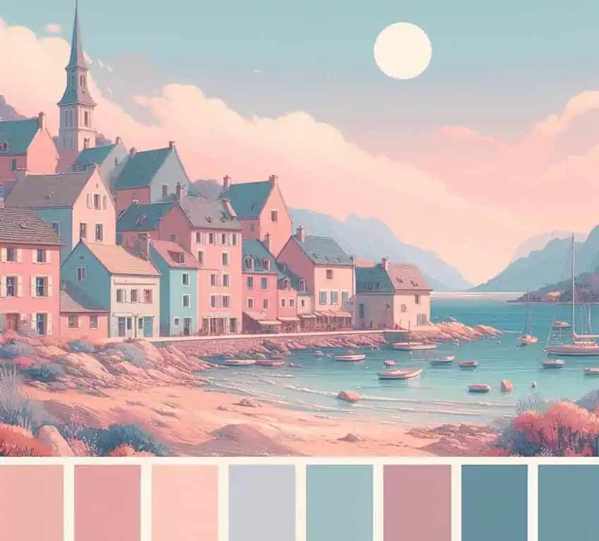 sea village pastel palette