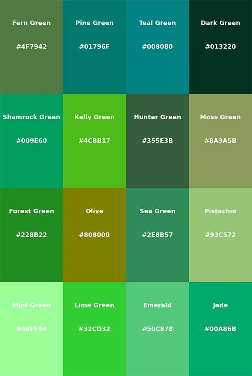 shades of green color