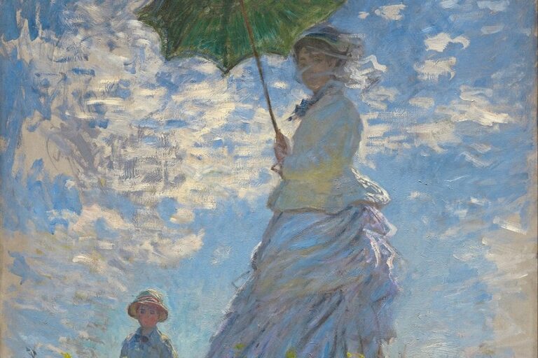 frau mit sonnenschirm von claude monet