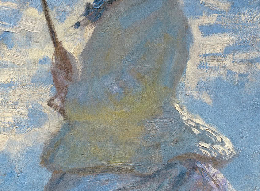 Frau mit Sonnenschirm Gemälde Detail