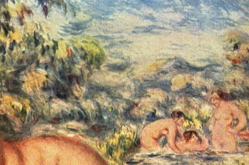 Hintergrund in Die Badenden von Pierre-Auguste Renoir