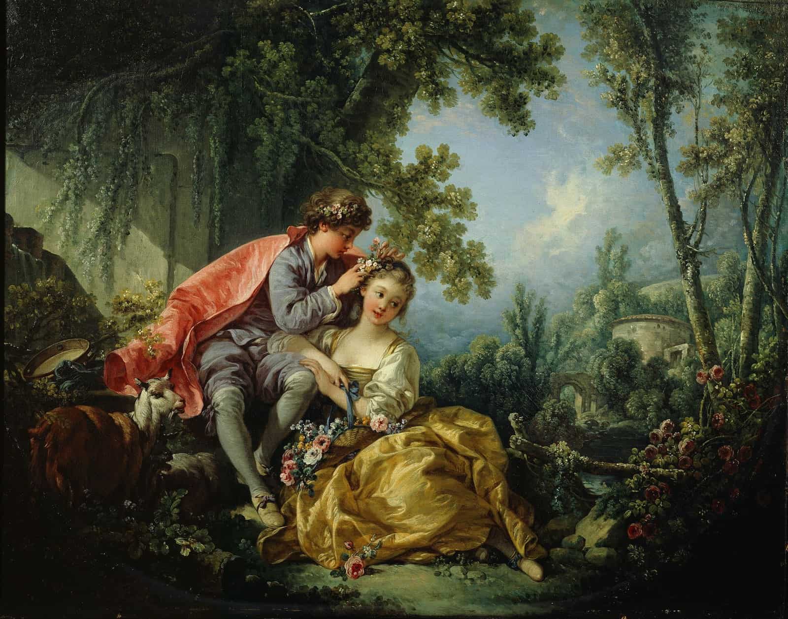 François Bouchers „Der Frühling“ aus dem Zyklus „Die vier Jahreszeiten“ von 1755 war ein Ausgangspunkt für Yukhnovichs Frick-Installation.