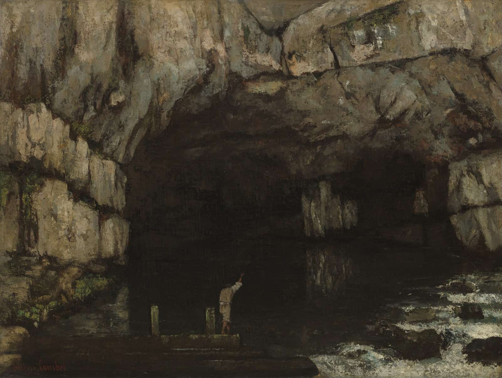La Grotte de la Loue ermöglicht einen konkreten visuellen Vergleich mit Courbets Quellenmotiven. Die Bildunterschrift muss den Vergleich als spätere kunsthistorische Lesart und nic