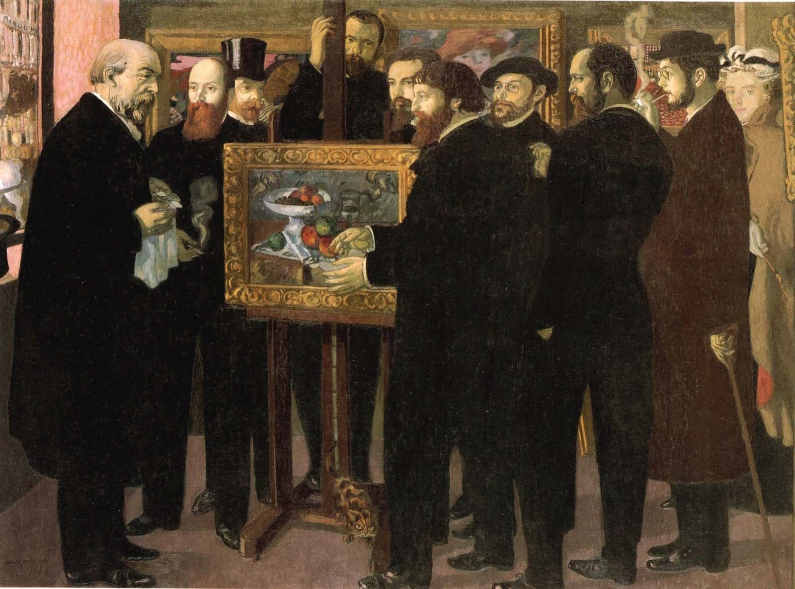 Maurice Denis versammelt in „Hommage à Cézanne“ von 1900 mehrere Künstler der Nabis.
