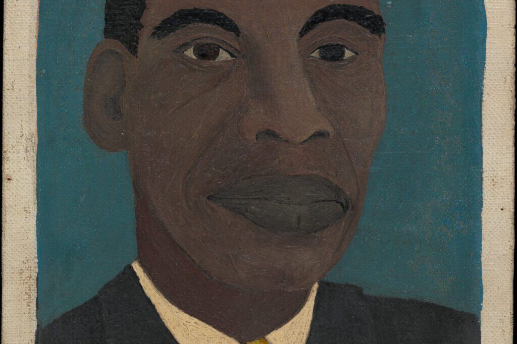 Horace Pippins „Self-Portrait II“ von 1944 zeigt den Künstler in einem kleinen, konzentrierten Brustbild.