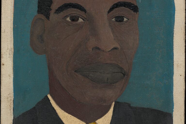 Horace Pippins „Self-Portrait II“ von 1944 zeigt den Künstler in einem kleinen, konzentrierten Brustbild.