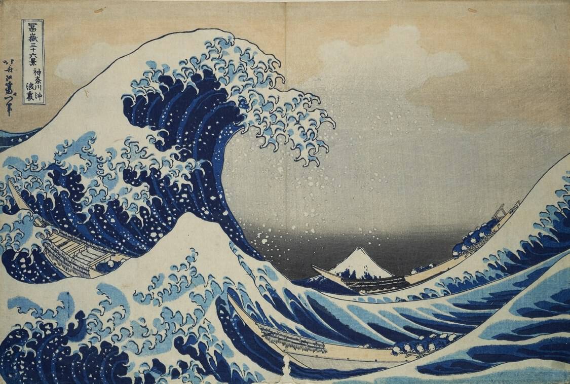 Die große Welle vor Kanagawa, Blatt 1 aus der Serie 36 Ansichten des Fuji.