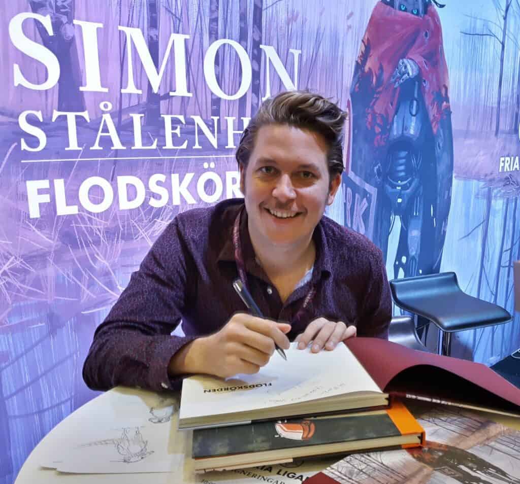 Simon Stålenhag signiert 2016 seine Kunstbücher auf der Göteborger Buchmesse.